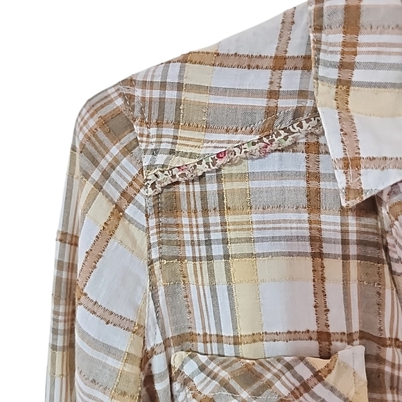 We The Free Free People Plaid Button Down. Xsmall - Picture 5 of 7